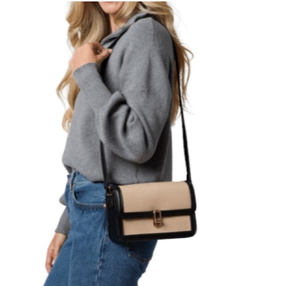 Jules Kae Mia Bag Purse Crossbody Handbag Tan Black Classic Old Money New NWT - Picture 3 of 9